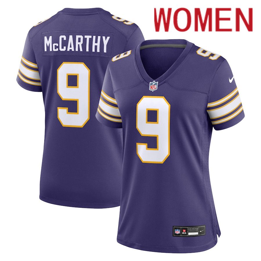Women Minnesota Vikings #9 J.J. McCarthy Nike Purple 2nd Alternate 2024 NFL Draft First Round Pick Player Game Jersey->women nfl jersey->Women Jersey